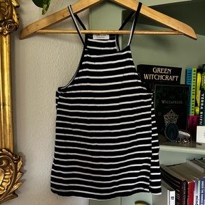 B&W Striped Crop Tank